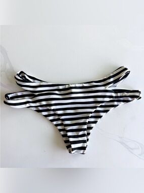 Mikoh Puka Puka Bikini Bottoms Cutout Striped Bikini Bottom Size M